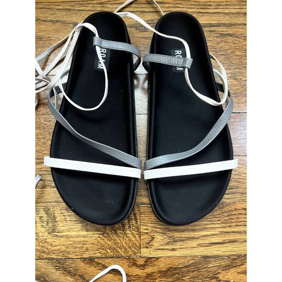 NWOT ROAM Lace Up Strappy Sandals Black Women's Size 10 - Picture 3 of 9